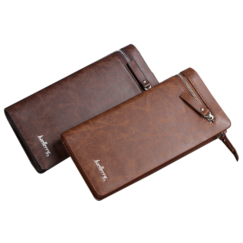 Neue geschäfts Herren Brieftasche langen Reißverschluss Geldbörse Aus Echtem Leder Herren Brieftasche