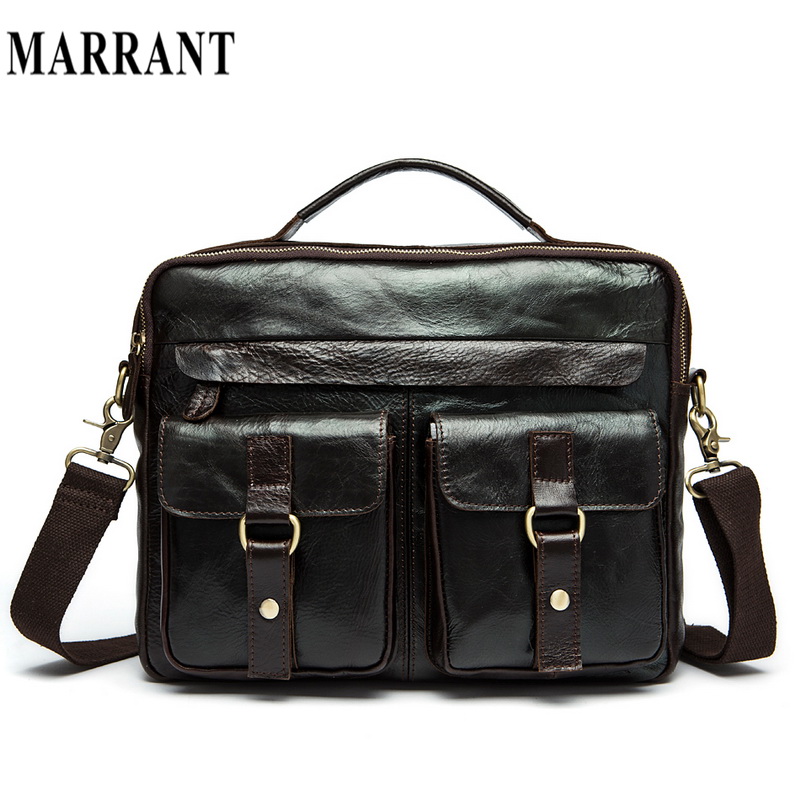 Echtes Leder Herren Crazy Horse Leder Herren Handtaschen Casual Business Laptop Umhängetaschen Aktentasche