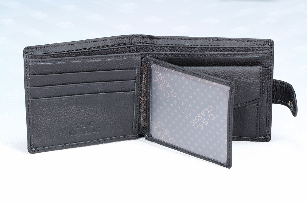 Mens Gentleman Pharao Muster Textur Schwarz Reale Echtes Leder Bifold ReißverschlussTasche Geldbörse Kreditkarte