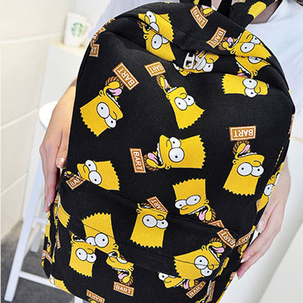 Cartoon Schule Umhängetasche Simpson Printting Rucksäcke Leinwand für Mädchen Jungen