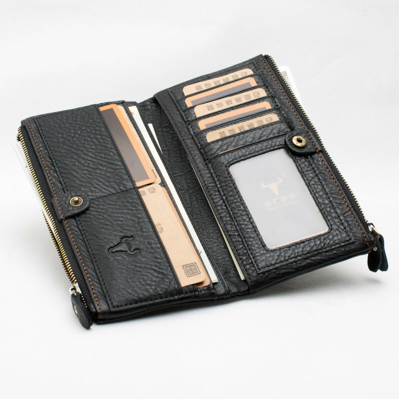 Echtes Leder Reißverschluss Veranstalter Brieftaschen Herren Damen öl Wachs Leder Geldbörse Hip