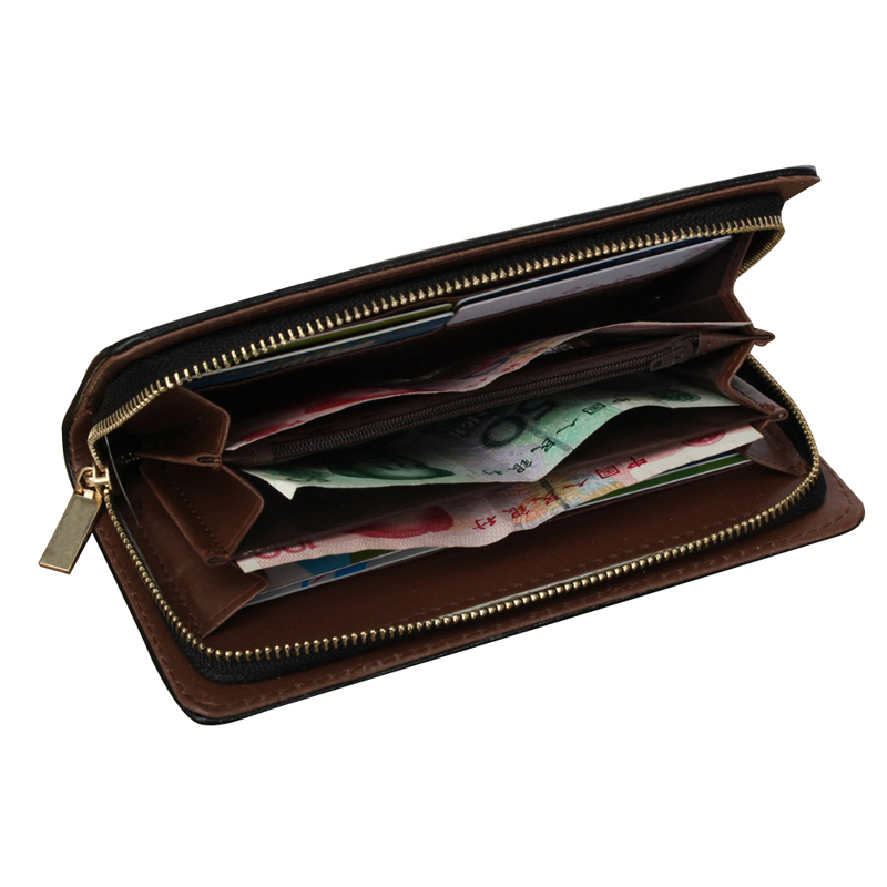 neue Portemonnaie Mens Langen Reißverschluss Geldbörse Pu Leder note Business Männlichen Clutch Carteira