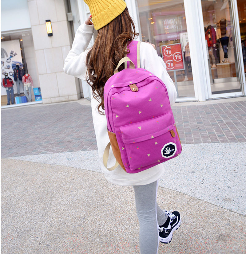 Niedlich Koreanischen Stil Doppelt Schulter Buch Taschen Mode Mädchen Damen Leinwand Punkte Schultasche