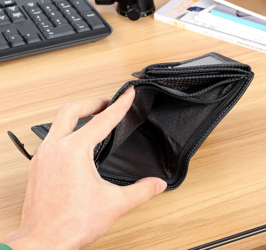 Berühmte Marke Mens Gentleman Schwarz Large Bifold echtes Leder Brieftasche Passcard Tasche Gutschrift