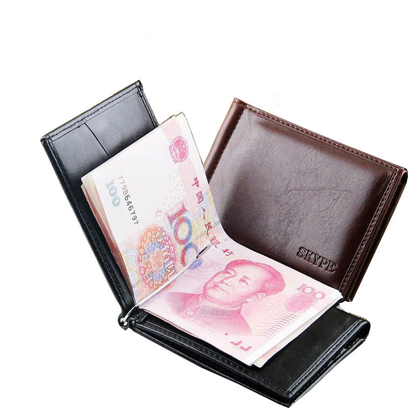 neue Mannmappen Hochwertigem Leder Business Herren Kurze Bauweise Geldbörse Geld Clip Kreative Brieftasche