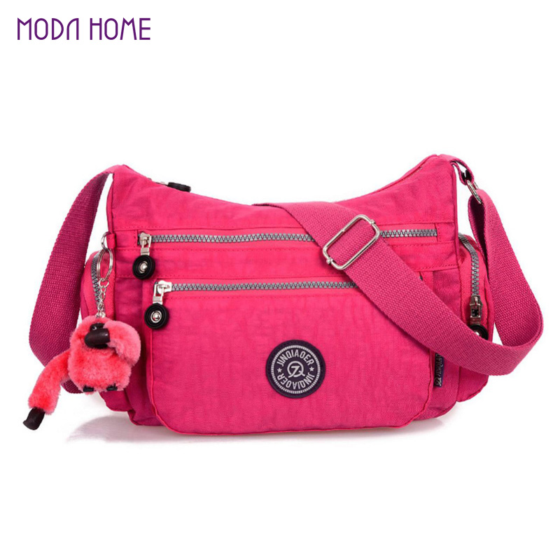 Damen Messenger Bags Crossbody Tasche Nylon Wasserdichte Umhängetasche Mehrere ReißverschlussTaschen