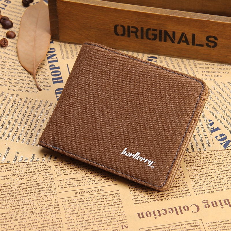 klassische Schwarz Braun Fashion Qualität Herren Geldbörsen Leinwand ReißverschlussTasche Foto