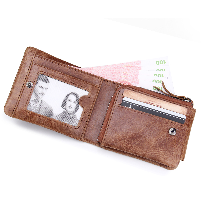 100% echtes Leder Herren Brieftaschen Europäischen und Amerikanischen Stil Wallet Zip Münzfach Leder Geld