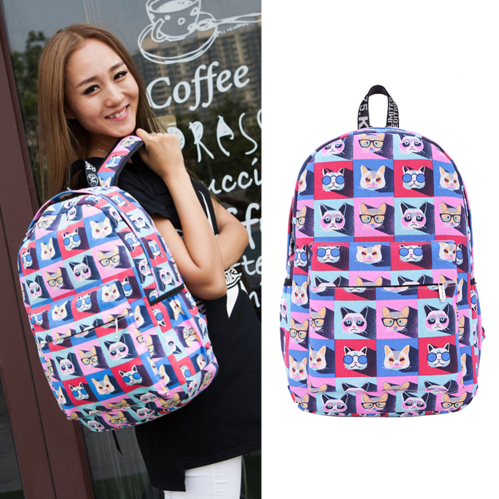 Damen Leinwand Rucksack Mode Graffiti Schulter Schultasche Rucksäcke für Teenager Mädchen Sport Reise