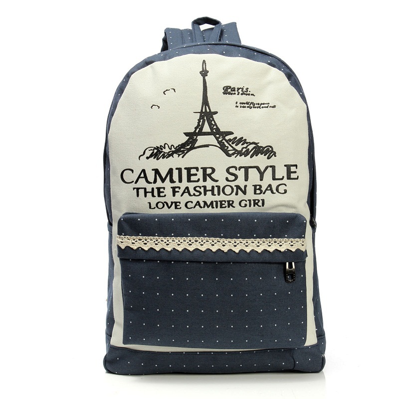 Bookbags Damen Mädchen Rucksäcke Reisetasche Eiffel Mochila Schüler Schultasche Mädchen Leinwand