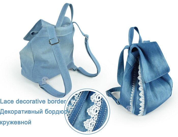 Damen Rucksäcke weibliche jeans spitze schulter retro sport Tasche denim satchel Damen Tasche Leinwand