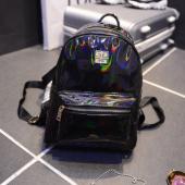 Neue Hologramm Laser Rucksack Mädchen Schultasche Schulter Damen Regenbogen Bunte Metallic Silber Laser Holographi