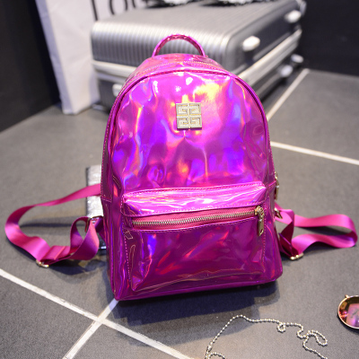 Neue Hologramm Laser Rucksack Mädchen Schultasche Schulter Damen Regenbogen Bunte Metallic Silber Laser Holographi