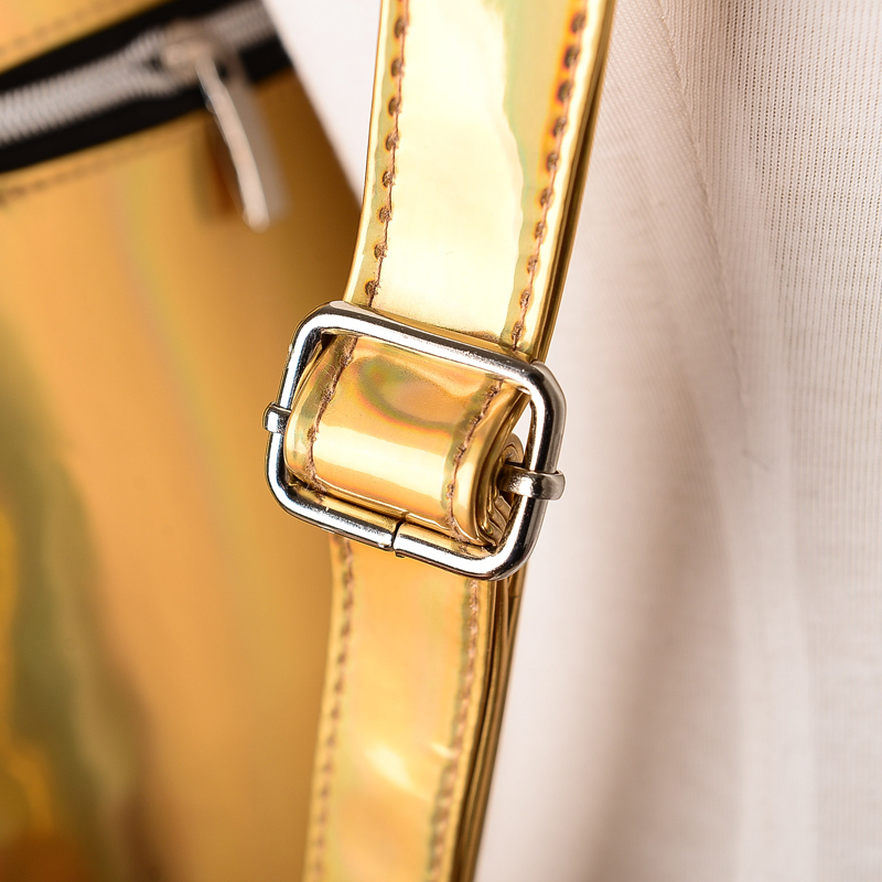 Mochila Masculina Rucksack Damen Silber Hologramm Laser Rucksack Herren Tasche Leder Holographische Multicolor