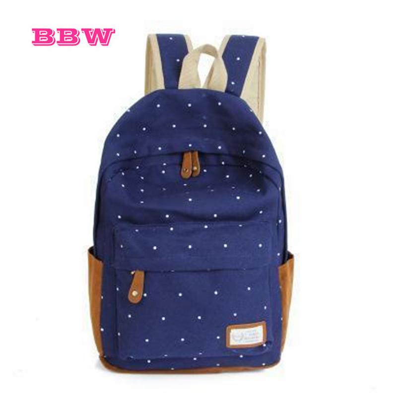 Neue candy farbe leinwand Damen Rucksäcke mode trend casual mädchen Schultaschen dot druck Rucksack umhänge
