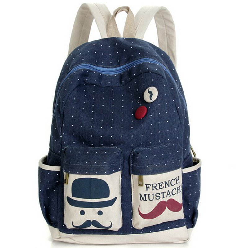Neue Mode Damen Rucksack Candy Farbe Famous Brand Beard Schultasche Für Damen Casual Dot Big Schnurrbart Rucksäck