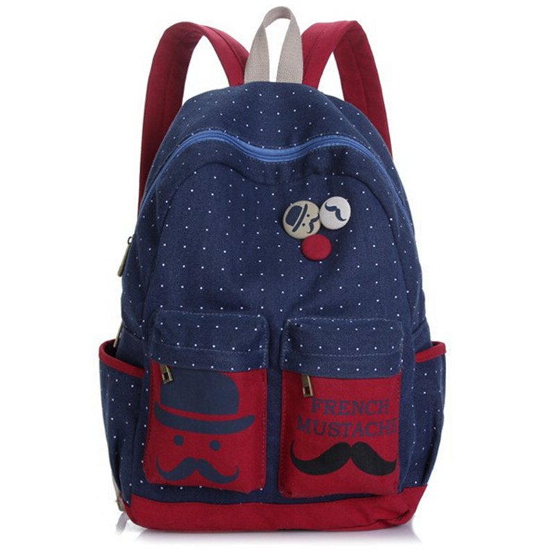 Neue Mode Damen Rucksack Candy Farbe Famous Brand Beard Schultasche Für Damen Casual Dot Big Schnurrbart Rucksäck
