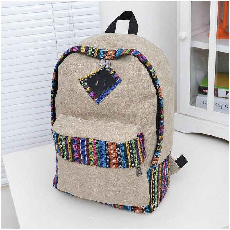weibliche Damen ethnische kurze leinwand Rucksack adrette Schultasche Dame studentin schule Reise laptop Tasche