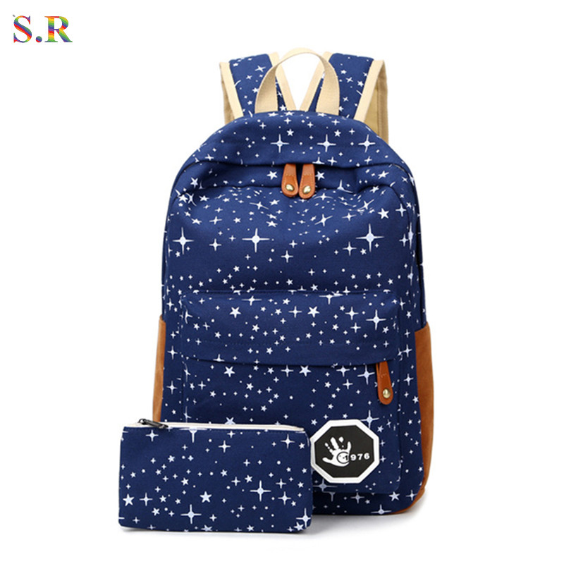 heißer Verkauf Damen Leinwand Rucksack Große Kapazität Schultaschen Für Jugendliche Druck Rucksäcke