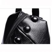 Hohe Qualität Leder Damen Rucksack Mode Tasten Rucksäcke für Teenager Mädchen schwarz Casual Reise