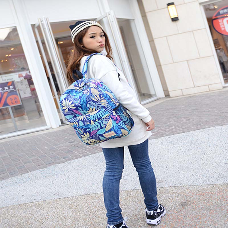 Damen Rucksäcke druck verlässt Rucksack mochila Rucksack fashion leinwand Taschen retro casual Schultasche