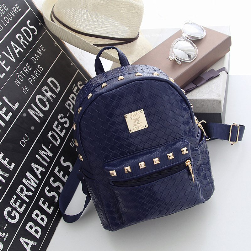 hohe Pu Leder Damen Rucksack mit Stricken Japan Koreanischen Stil Rucksack Teenager Mädchen Hand made Taschen