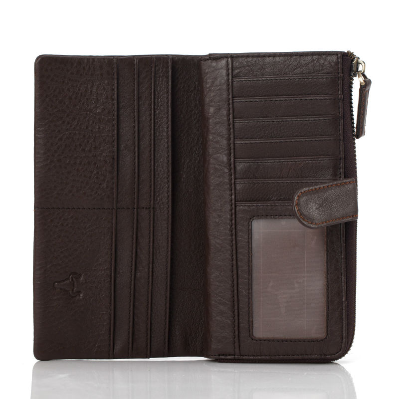 Hohe Qualität Echtem Leder Organizer Wallets Herren RindsLeder EchtLeder Lange Reißverschluss