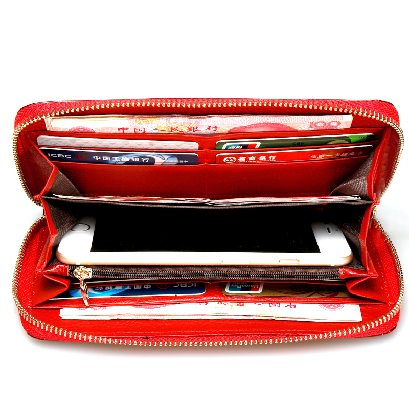 Echtes Leder Brieftasche RindsLeder Damen Brieftaschen Kupplung Langen Design Geldbörse Taschen Handtasche Mode