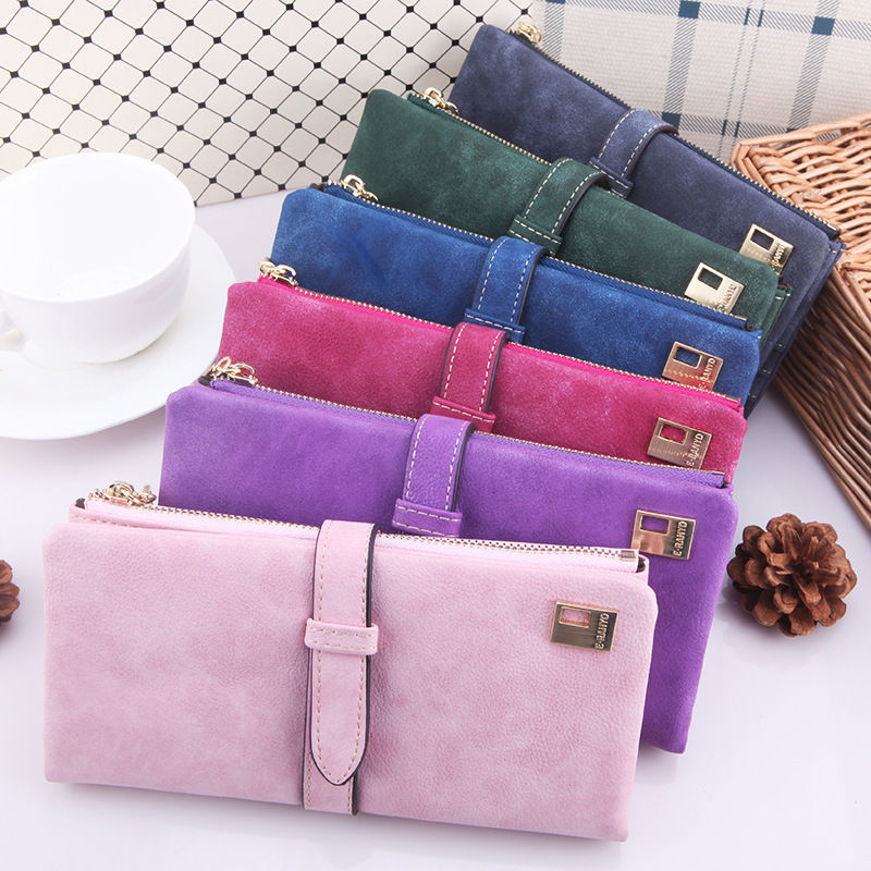 1 stück 7 Farben  Neue Mode Weibliche Matte Pu Leder Haspe Lange Kupplung Brieftaschen Geldbörsen Kartenhalter