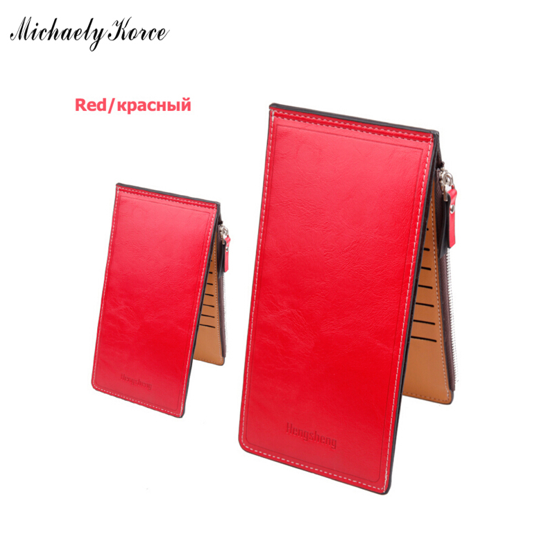 Mode Damen Geldbörse ultradünne FettLeder Damenmappen 17 Kartenhalter Geldbörsen Lange Designer