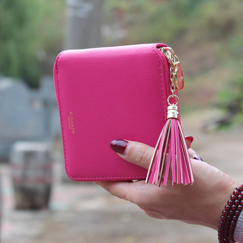 Fashion Design Marke Damenmappen Pu Leder Quaste Brieftasche Damen Bronzing Kupplungen Kartenhalter