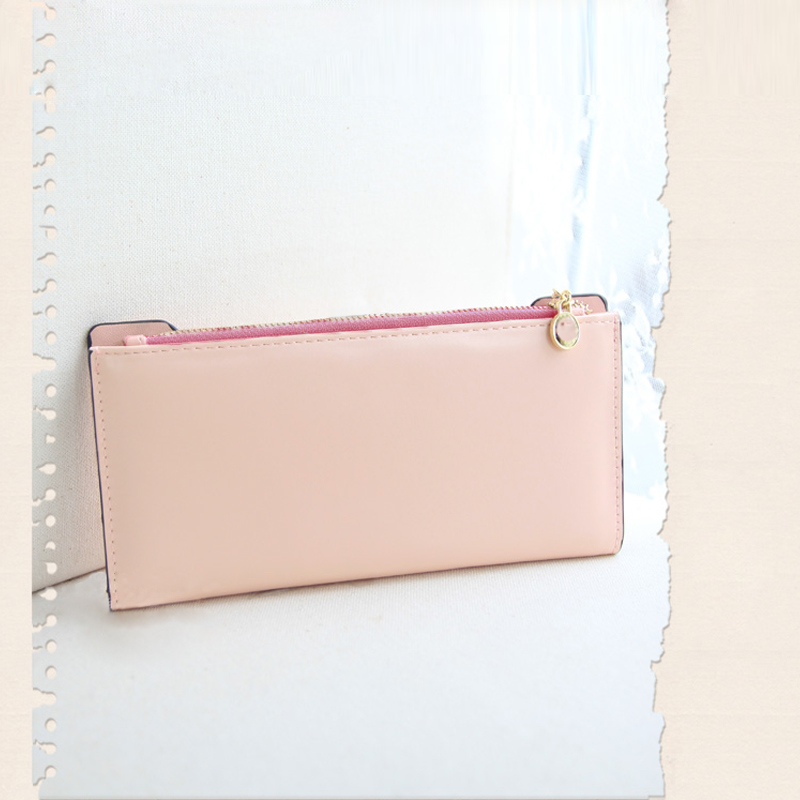 Neue Mode Damen Lady Lange Geldbörse Weiblichen Candy Farbe Bogen Knoten PU Leder Billeteras Porte Monnaie