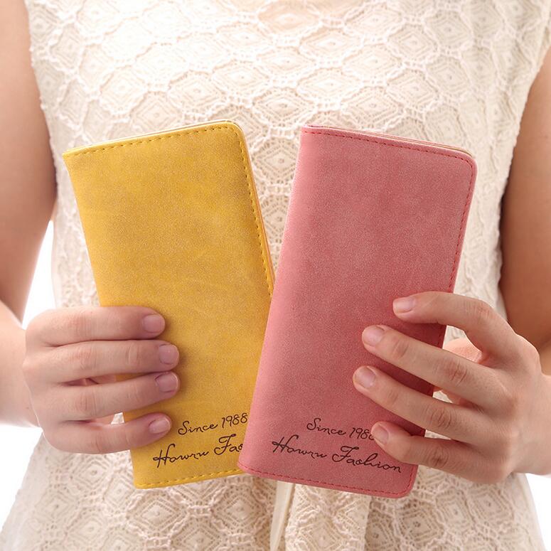 Bunte Damen Kupplung Mode Pu Leder 2 Fach Brieftaschen Weibliche lange Brieftasche Frische Geldbörsen Dame Karte