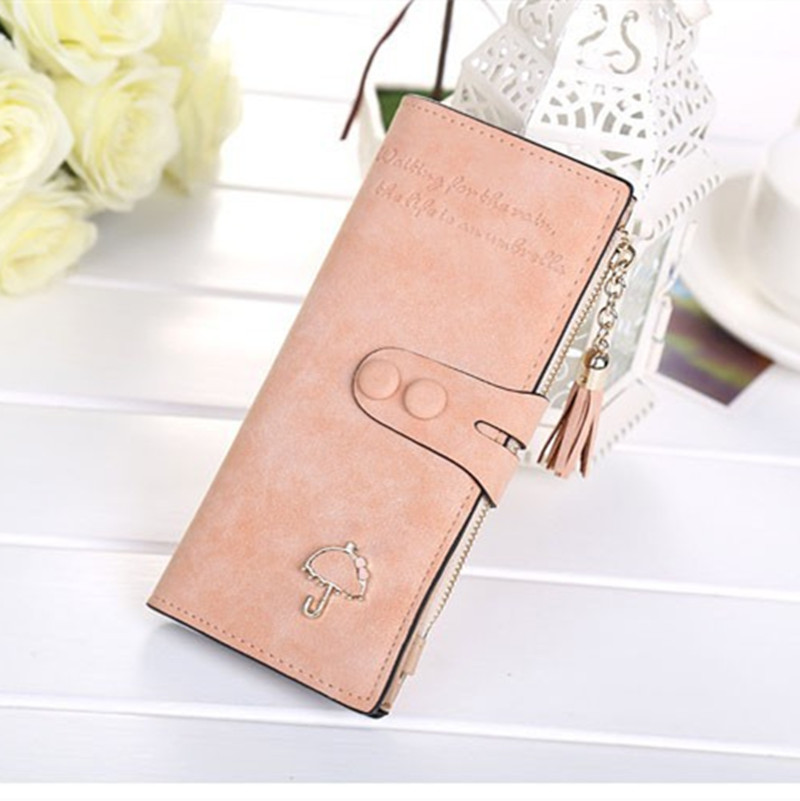 Vintage Damen Geldbörsen Matte Pu Leder Damen Handtaschen Haspe Quaste Reißverschluss Marke Kupplung