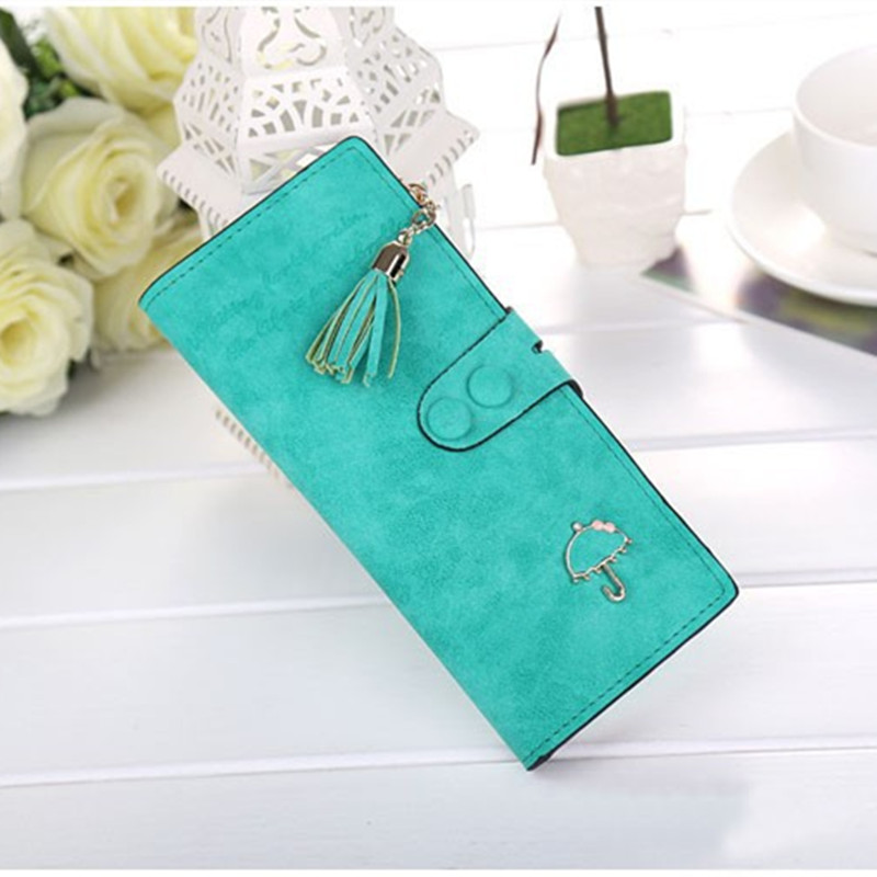 Vintage Damen Geldbörsen Matte Pu Leder Damen Handtaschen Haspe Quaste Reißverschluss Marke Kupplung