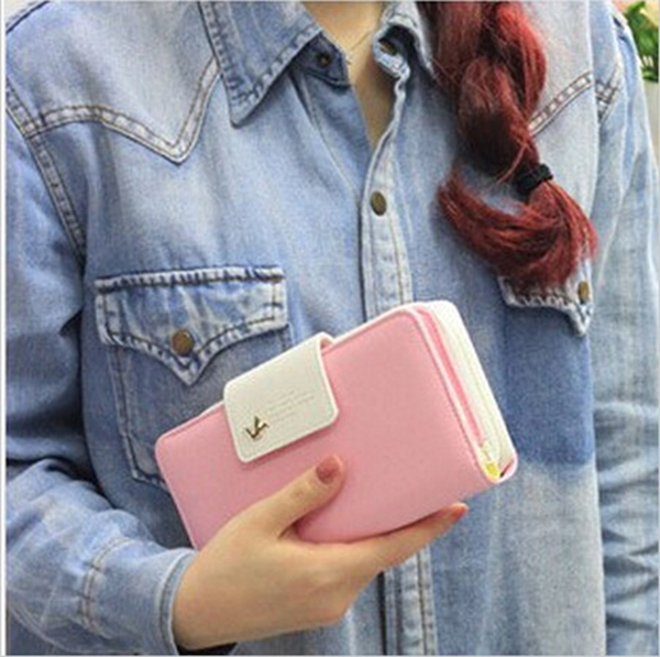 neue Ankunft hohe Qualität Damen Brieftasche Marke Damen Handtasche candy Farbe Damen lange Geldbörsen