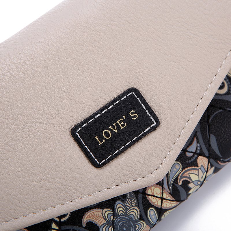 Neue Mode Pu Leder Umschlag Damen Geldbörsen 5 Farben Blumen Druck 3 Fache Brieftasche Lange Damen Clutch