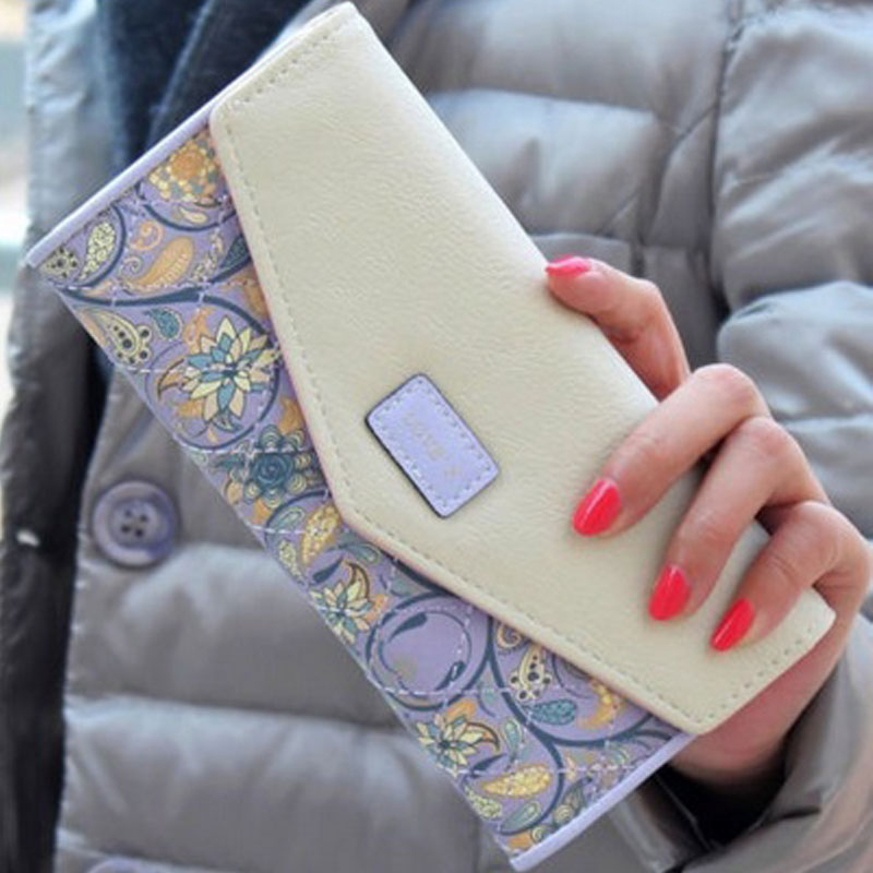 Mode Münze Geldbörse Damen Brieftasche 5 Farben Blume Langen Mappen Populäre ändern Geldbörse