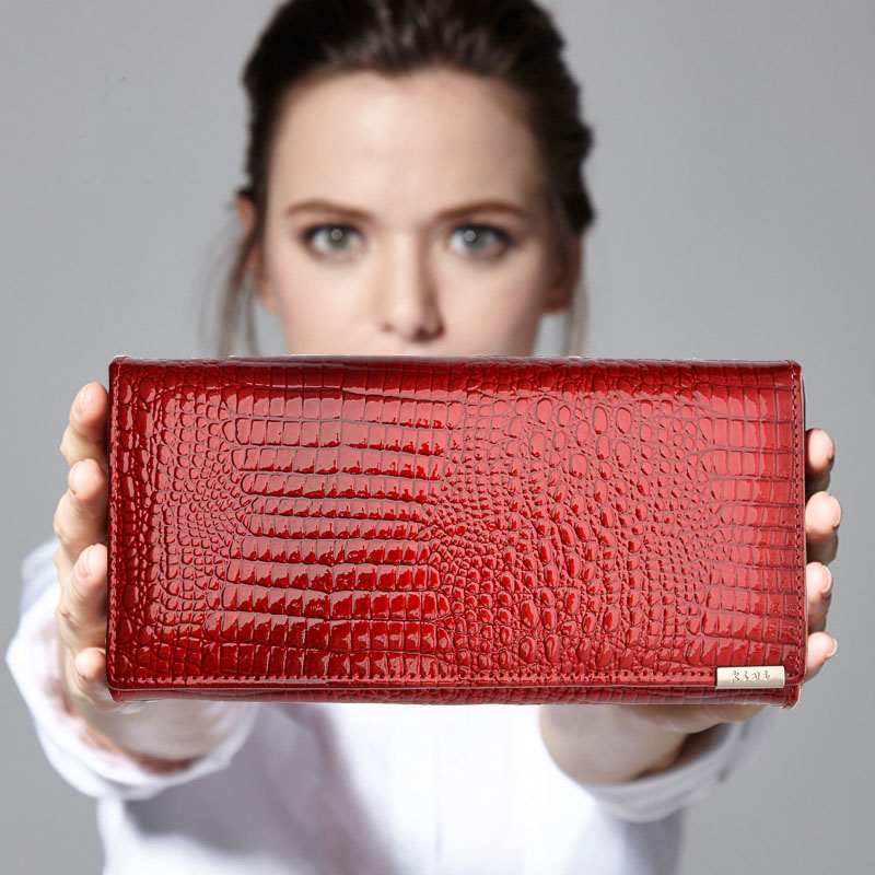 Damen Geldbörsen Marke Design Hochwertigem Leder Brieftasche Weibliche Haspe Mode Alligator Lange