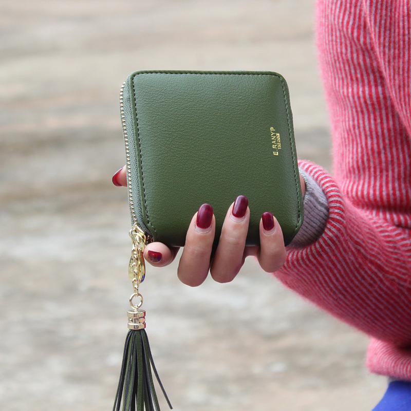 Fashion Damen mappen Pu Leder Quaste Weiblichen Brieftasche Damen Bronzing Erfasst Neue Marke Kartenhalter