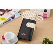 Carteira feminina Glatte Pu Leder Brieftasche Niedliche Mustaches Muster Geldbörse Clutches Geldbörse Karten