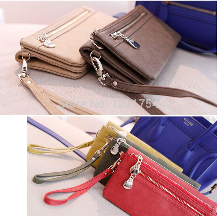 Mode Damen Geldbörsen Dull polnischen Leder Brieftasche Doppel Reißverschluss Tag Kupplungs Geldbeutel