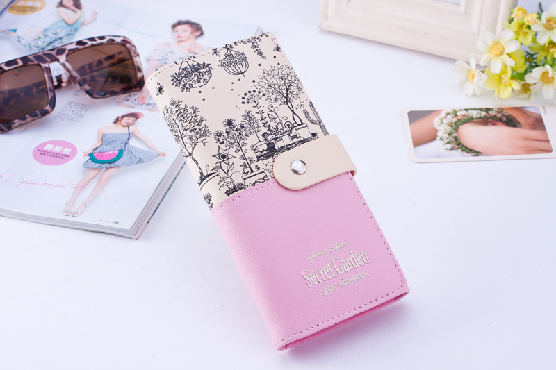 Neue Angekommene weibliche Lange Geldbörsen Mode 2 falten Floral Print Brand Design Casual dame Geldbörse