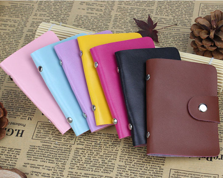 Mode 24 Bits Nützlich Business Kreditkarteninhaber PU Leder Schnalle Karten Halter Organizer Manager Für Damen