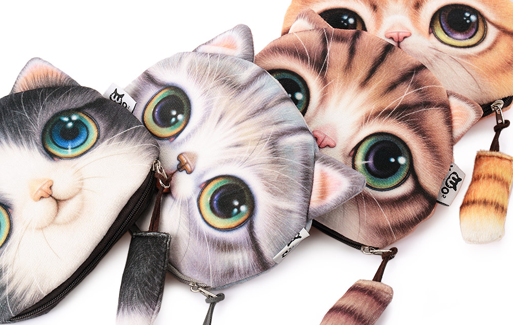 Unisex Nette Tier Cartoon 3D Katze Hund Gesicht Tasche münze ändern Geldbörse Geldbörse