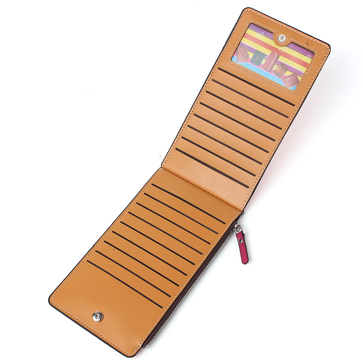 Heiße Damen Mehrere Karten Halter Pu Leder Geldbörsen Ultra dünne Reißverschluss Haspe Kupplung