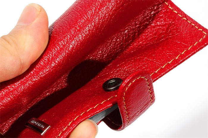 New Unisex Herren Damen Rot Echt Echtem Leder Kartenhalter Kupplung ID Kreditkarte Bussiness Kartensteckplätze