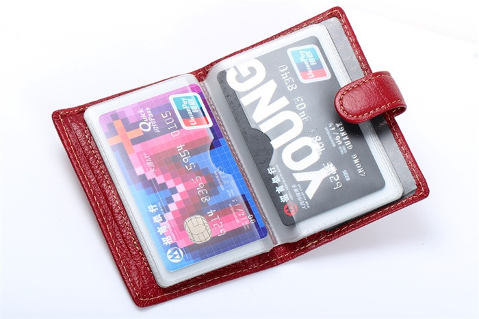 New Unisex Herren Damen Rot Echt Echtem Leder Kartenhalter Kupplung ID Kreditkarte Bussiness Kartensteckplätze