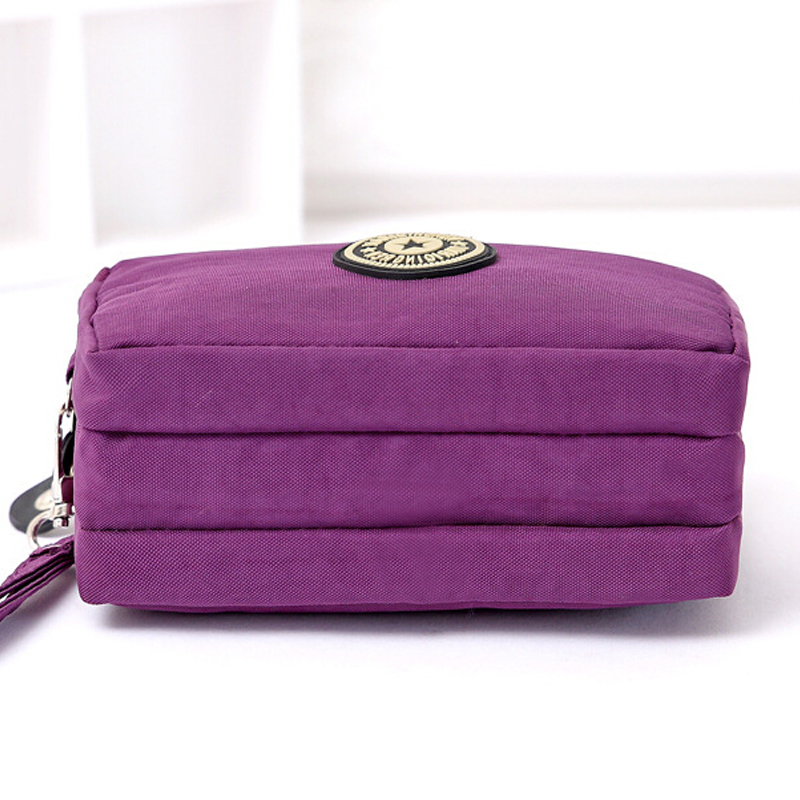 Neue Mode tragbare gewaschen Denim Make up Tasche Geldbörse Mini Tasche mit drei Reißverschluss Damen