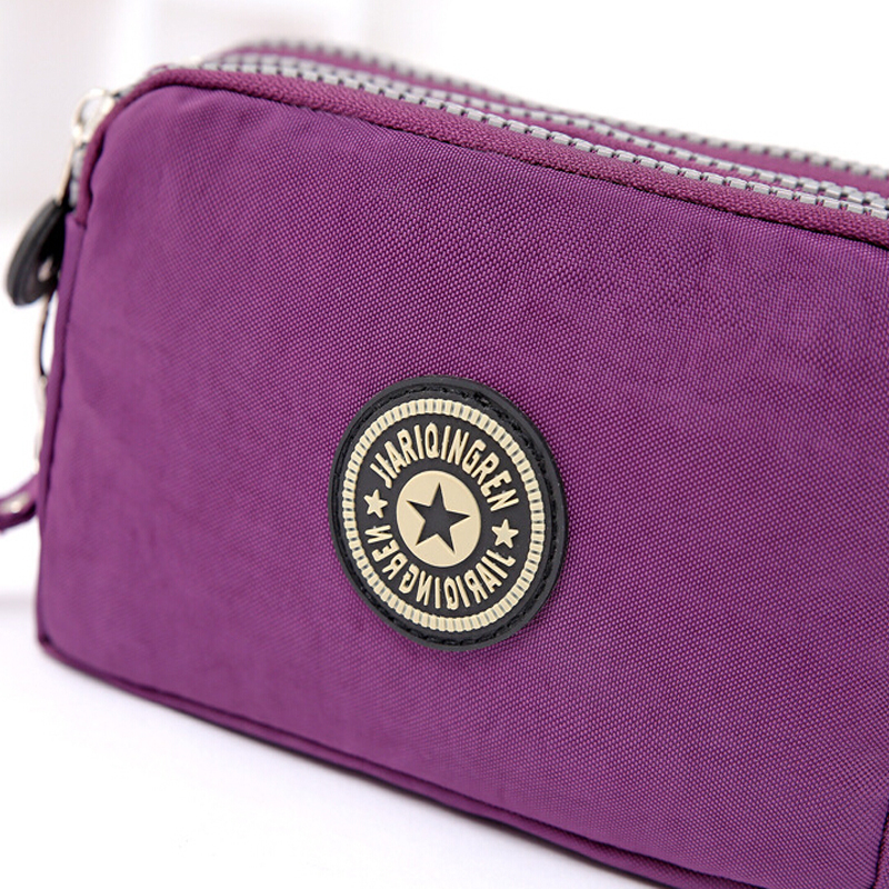 Neue Mode tragbare gewaschen Denim Make up Tasche Geldbörse Mini Tasche mit drei Reißverschluss Damen